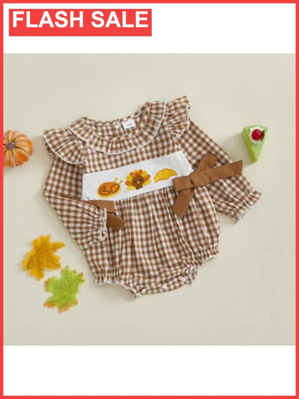 Newborn Baby Girl Thanksgiving Romper Long Sleeve Cotton Bodysuit